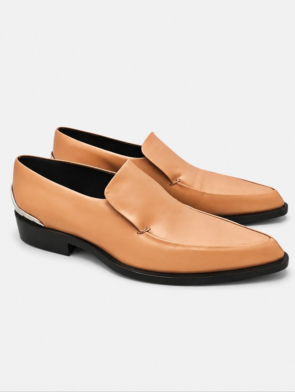 JIL SANDER | Nude Leather Pointed-Toe Loafers w/ Metal Heel EU 40 NWT